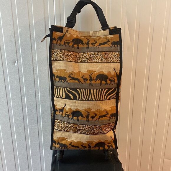 Bovano U.S.A. Animal Safari Print Tapestry Rolling Bag Travel Carry On New w/Tag - Picture 4 of 14